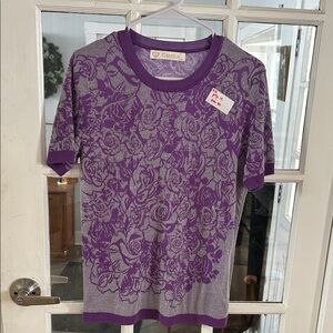 R2.    Purple and Gray Floral Knit Top